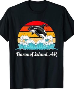 Vintage Baranof Island AK Distressed Orca Killer Whale Art T-Shirt